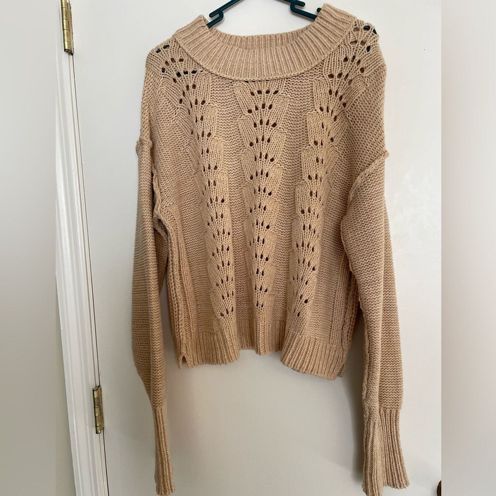 FREE PEOPLE Bell Song Pullover Sweater in tan size Large